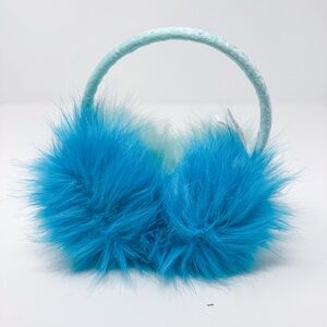 NWOT Justice Girls Faux Fur Earmuffs Blue One Size Cozy Winter